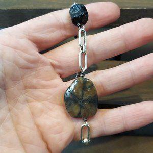 8 Inch 925 Sterling Silver Triple Stone Cross Charm Bracelet